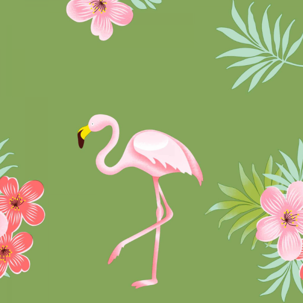 UUS! Voodipesukomplekt flamingo rohelisel 