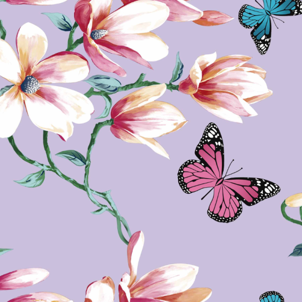 Voodilina lilla liblikatega 