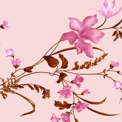 Voodilina roosa lilledega